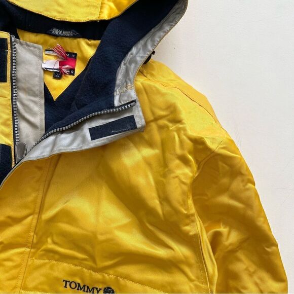 Vtg Tommy Hilfiger Big Flag Logo Gold Hooded Parka Jacket Metallic Mens Size L - Picture 5 of 15